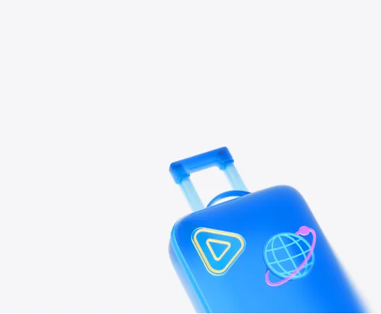 Modrý cestovný kufor s ikonami cestovného poistenia