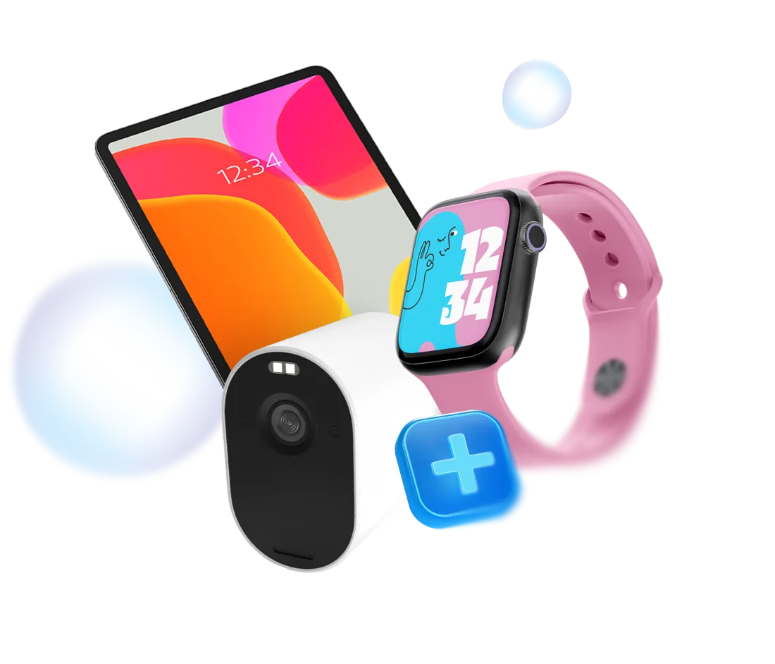 Tablet, smart hodinky a bezpečnostná kamera pripojené k paušálu cez O2 Connect