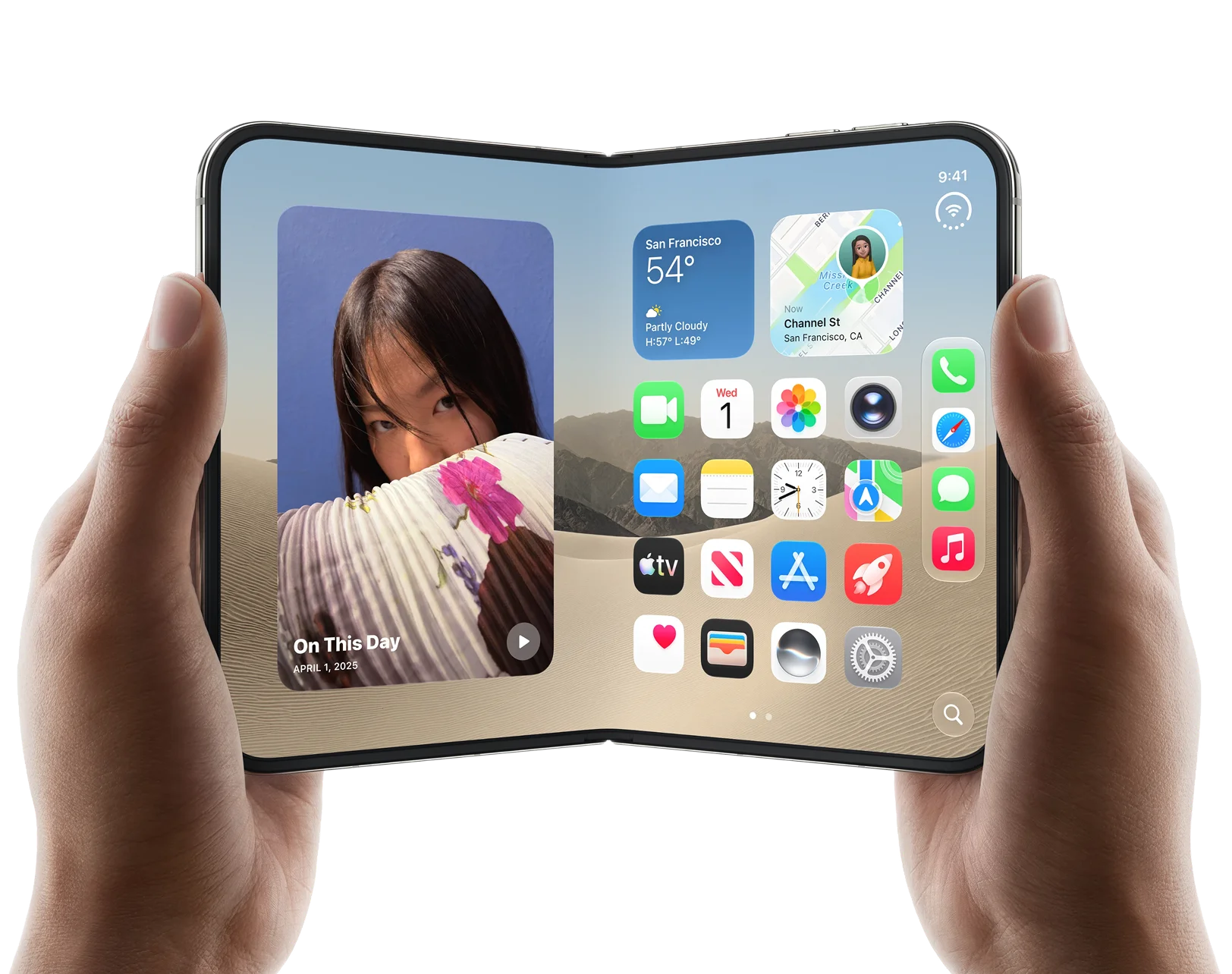 Skladací iPhone Duo v rukách